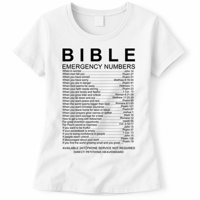 Christian Bible Emergency Numbers Womens T-Shirt