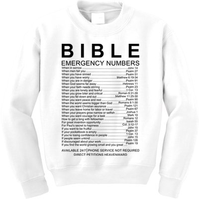 Christian Bible Emergency Numbers Kids Sweatshirt