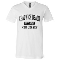 Chadwick Beach Est 1941 New Jersey Nj Vintage Established Sports V-Neck T-Shirt