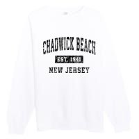 Chadwick Beach Est 1941 New Jersey Nj Vintage Established Sports Premium Crewneck Sweatshirt