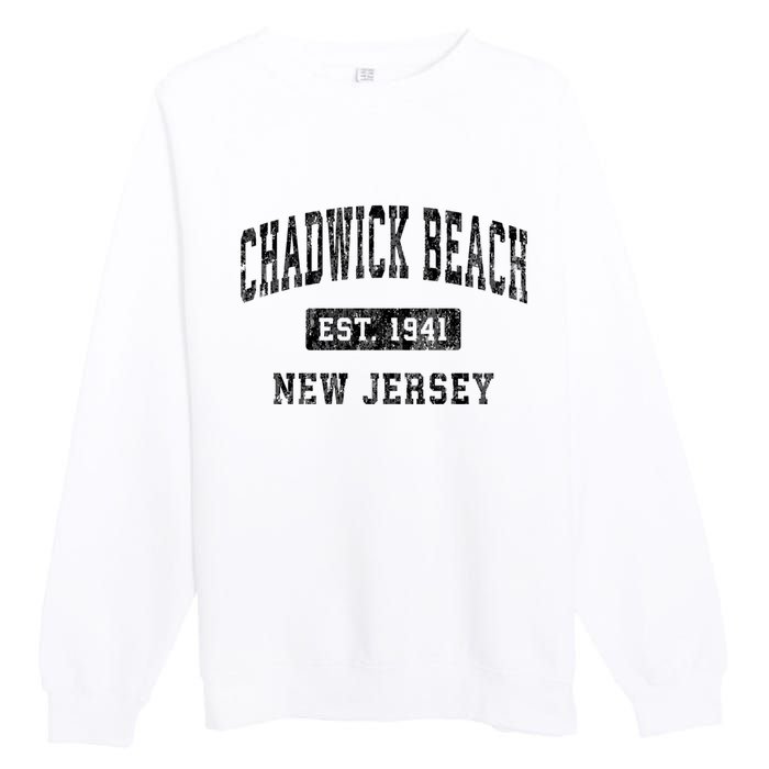 Chadwick Beach Est 1941 New Jersey Nj Vintage Established Sports Premium Crewneck Sweatshirt