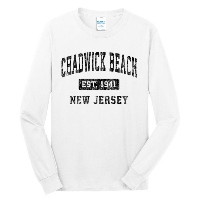 Chadwick Beach Est 1941 New Jersey Nj Vintage Established Sports Tall Long Sleeve T-Shirt