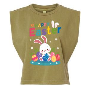 Cute Bunny Eggs Easter Camping Happy Easter Day 2024 Garment-Dyed Women's Muscle Tee