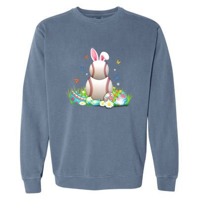 Cute Baseball Easter Egg Bunny Cute Gift Gift Garment-Dyed Sweatshirt