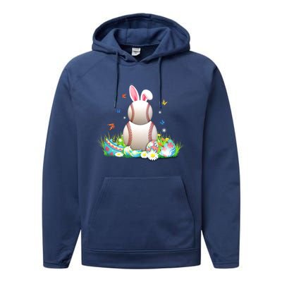 Cute Baseball Easter Egg Bunny Cute Gift Gift Performance Fleece Hoodie