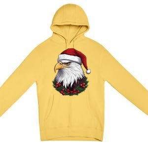 Cute Bald Eagle Wearing Santa Hat Funny Animal Christmas Gift Premium Pullover Hoodie