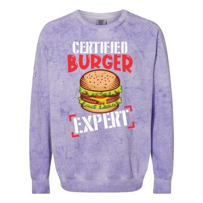 Certified Burger Expert Bbq Meat Eater Grilling Gift Cute Gift Colorblast Crewneck Sweatshirt