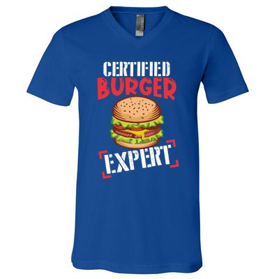 Certified Burger Expert Bbq Meat Eater Grilling Gift Cute Gift V-Neck T-Shirt