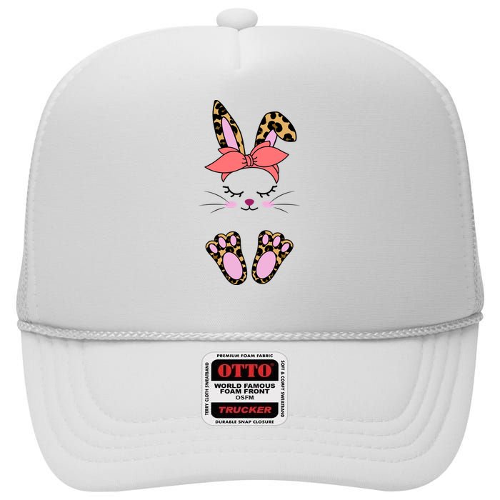 Cute Bunny Easter Holiday High Crown Mesh Back Trucker Hat