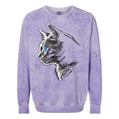 Cat Blue Eyes Pet Animal Art Cat Colorblast Crewneck Sweatshirt