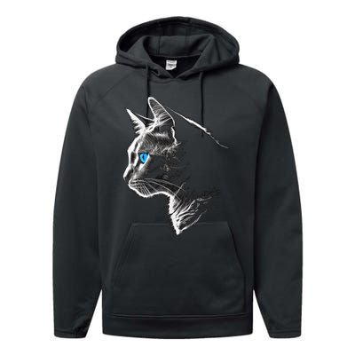 Cat Blue Eyes Pet Animal Art Cat Performance Fleece Hoodie