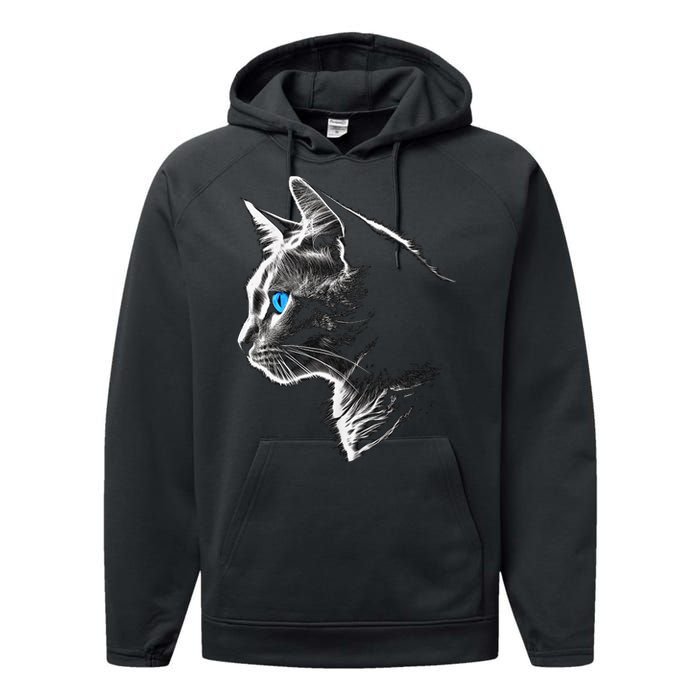 Cat Blue Eyes Pet Animal Art Cat Performance Fleece Hoodie