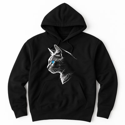 Cat Blue Eyes Pet Animal Art Cat Hoodie