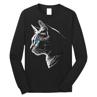 Cat Blue Eyes Pet Animal Art Cat Long Sleeve Shirt