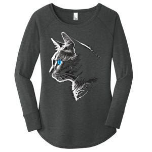 Cat Blue Eyes Pet Animal Art Cat Women's Perfect Tri Tunic Long Sleeve Shirt