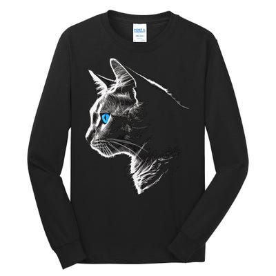 Cat Blue Eyes Pet Animal Art Cat Tall Long Sleeve T-Shirt