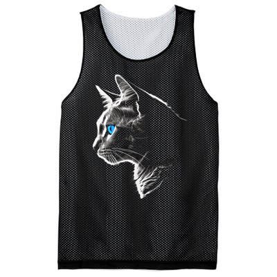 Cat Blue Eyes Pet Animal Art Cat Mesh Reversible Basketball Jersey Tank