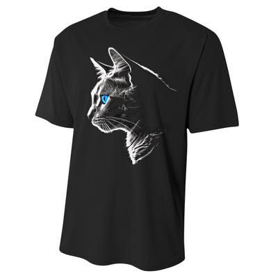 Cat Blue Eyes Pet Animal Art Cat Performance Sprint T-Shirt