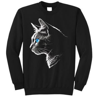 Cat Blue Eyes Pet Animal Art Cat Tall Sweatshirt