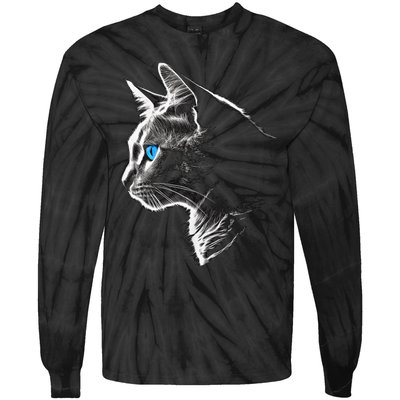 Cat Blue Eyes Pet Animal Art Cat Tie-Dye Long Sleeve Shirt