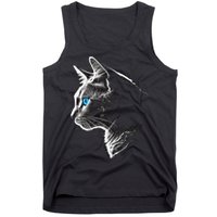 Cat Blue Eyes Pet Animal Art Cat Tank Top