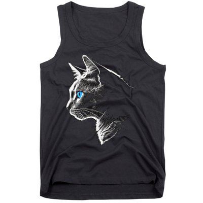 Cat Blue Eyes Pet Animal Art Cat Tank Top