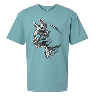 Cat Blue Eyes Pet Animal Art Cat Sueded Cloud Jersey T-Shirt