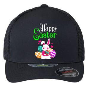 Cute Bunny Eggs Happy Easter Flexfit Unipanel Trucker Cap