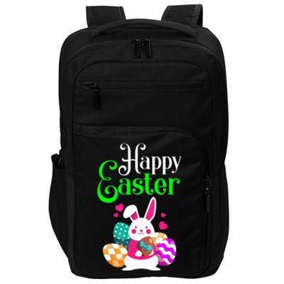 Cute Bunny Eggs Happy Easter Impact Tech Backpack