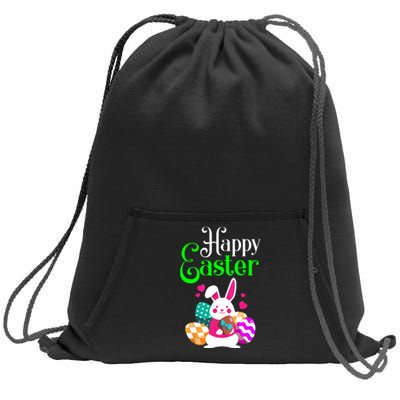 Cute Bunny Eggs Happy Easter Sweatshirt Cinch Pack Bag