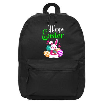 Cute Bunny Eggs Happy Easter 16 in Basic Backpack