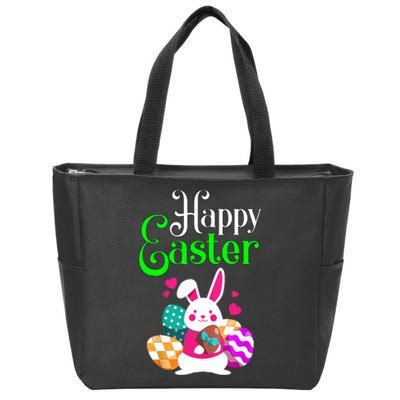 Cute Bunny Eggs Happy Easter Zip Tote Bag