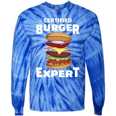 Certified Burger Expert Meat Eater Barbecue Cute Gift Tie-Dye Long Sleeve Shirt