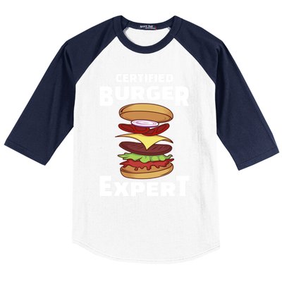 Certified Burger Expert Meat Eater Barbecue Cute Gift Baseball Sleeve Shirt