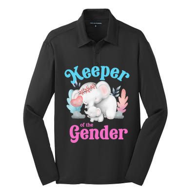 Cute Baby Elephant Keeper Of Gender Baby Reveal Party Idea Silk Touch Performance Long Sleeve Polo