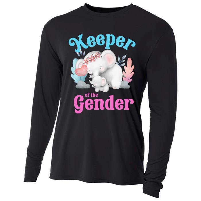 Cute Baby Elephant Keeper Of Gender Baby Reveal Party Idea Cooling Performance Long Sleeve Crew