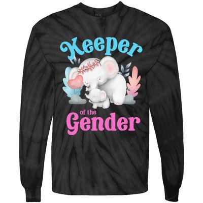 Cute Baby Elephant Keeper Of Gender Baby Reveal Party Idea Tie-Dye Long Sleeve Shirt