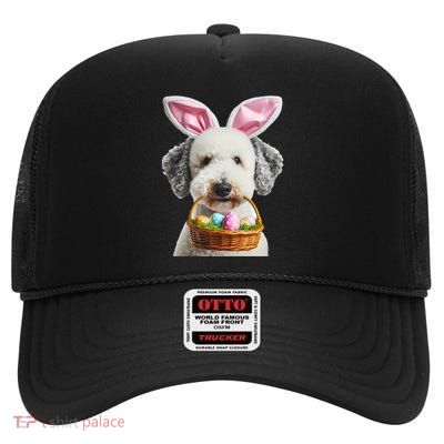 Cute Bunny Ears Bedlington Terrier Dog Easter Egg Hunt Mom Cool Gift High Crown Mesh Back Trucker Hat