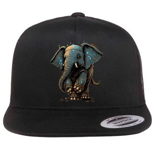 Cute Baby Elephant For People Lovers Elephant Flat Bill Trucker Hat