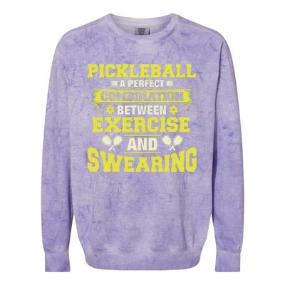 Combination Between Exercise & Swearing Pickleball Colorblast Crewneck Sweatshirt