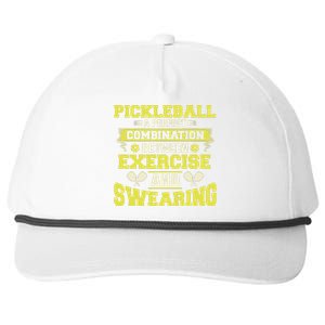 Combination Between Exercise & Swearing Pickleball Snapback Five-Panel Rope Hat