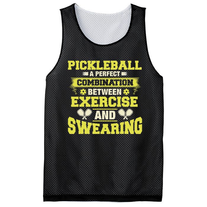 Combination Between Exercise & Swearing Pickleball Mesh Reversible Basketball Jersey Tank