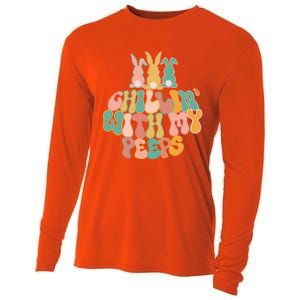 Cute Bunny Easter Chillin With My Peeps Ent Retro Gift Cooling Performance Long Sleeve Crew