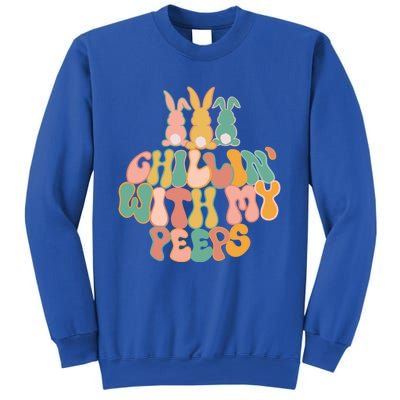 Cute Bunny Easter Chillin With My Peeps Ent Retro Gift Sweatshirt