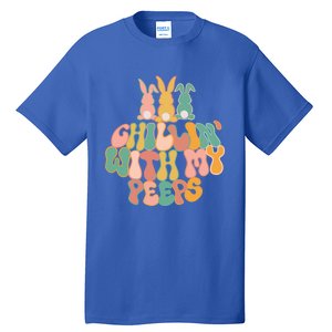 Cute Bunny Easter Chillin With My Peeps Ent Retro Gift Tall T-Shirt