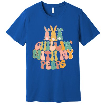 Cute Bunny Easter Chillin With My Peeps Ent Retro Gift Premium T-Shirt