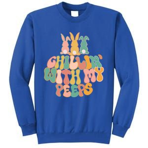 Cute Bunny Easter Chillin With My Peeps Ent Retro Gift Tall Sweatshirt