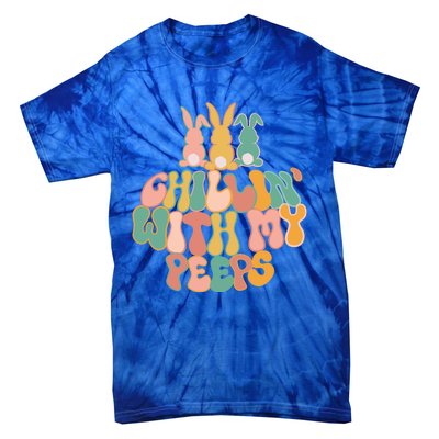 Cute Bunny Easter Chillin With My Peeps Ent Retro Gift Tie-Dye T-Shirt