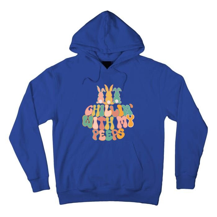 Cute Bunny Easter Chillin With My Peeps Ent Retro Gift Tall Hoodie