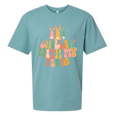 Cute Bunny Easter Chillin With My Peeps Ent Retro Gift Sueded Cloud Jersey T-Shirt